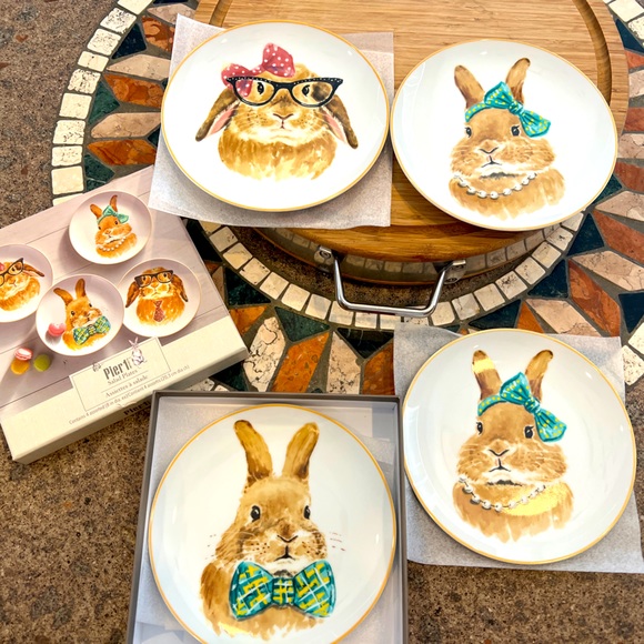 Pier 1 Dining Pier Porcelain Easter Bunny Salad Plates Set Poshmark